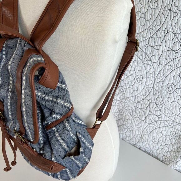 Madden‎ Girl Backpack  Denim Chambray Vegan Leather - Picture 3 of 13